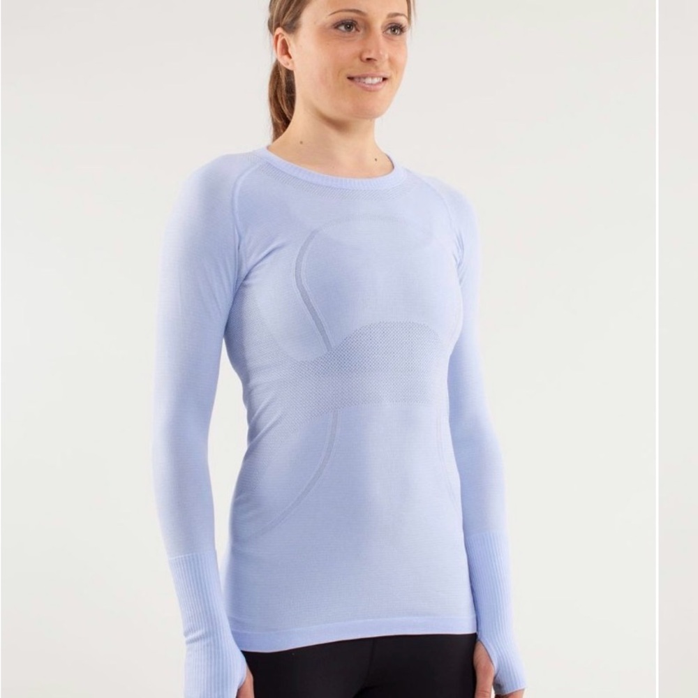 Lululemon Run: Swiftly Tech Long Sleeve Polar Haze / Black size 4